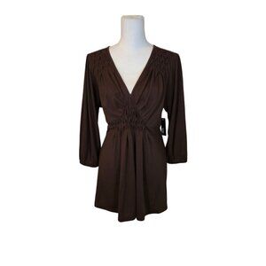 a.n.a. NWT Womens Top Size XL Brown Casual Preppy Career